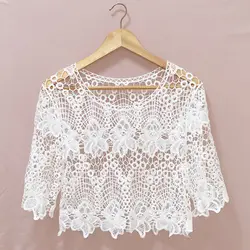 Blouse Women Skirt Shawl Women's Pullover Short Summer Knitted Hollow Lace Blusas Ropa De Mujer