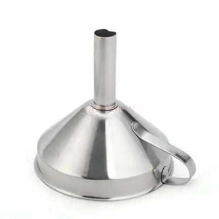 Stainless steel funnel oil drain thick food grade funnel pourer large diameter filter oil residue