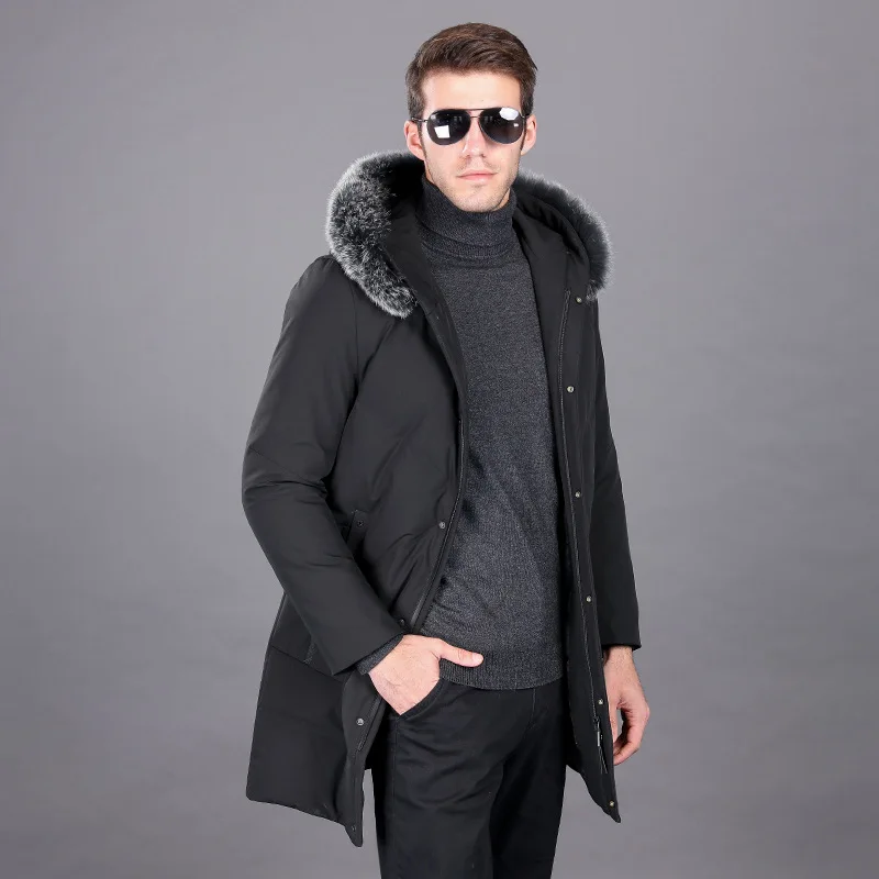 Veste d'hiver à capuche en duvet d'oie pour homme, manteau chaud, Parka noire, ZL9077