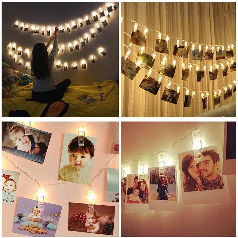2M 5M 10M LED Light String Outdoor Garland Photo Clip Decoration Fairy Light String Wedding Birthday Party Christmas