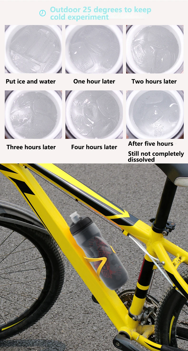 600ML Doppelwandige Fahrrad-Trinkflasche PP5 Wärme- & Kälteisolierte Sportflasche Outdoor-Radfahrflasche Fahrrad-Zubehör – Detail 6