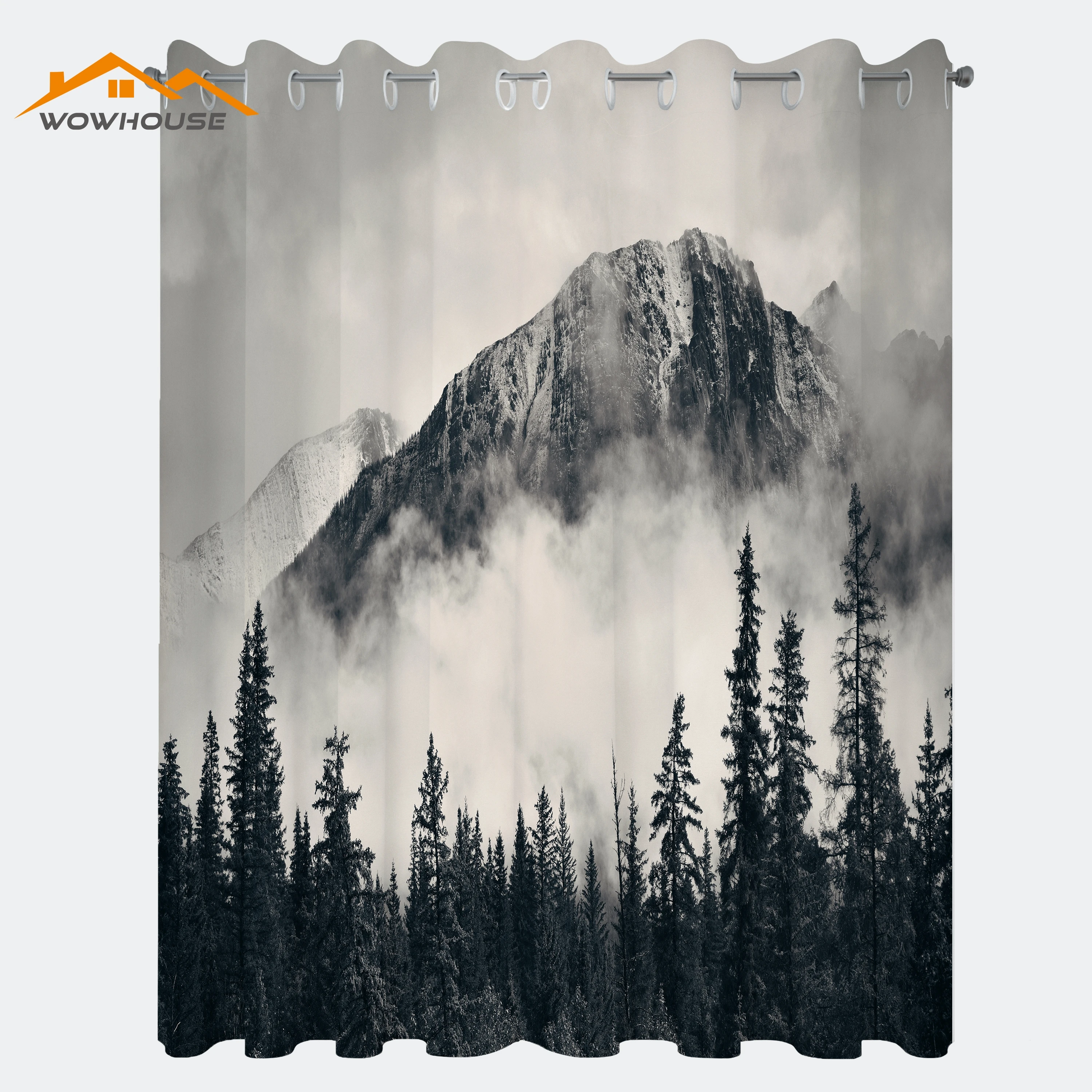 National Parks Window Curtains Canadian Smokey Mountain Cliff Outdoors Idyllic Scenery Photo Artwork Living Room Decor Bedroom