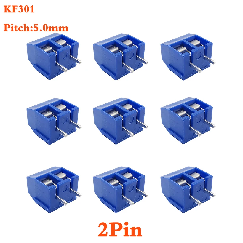 Bloque de terminales de Cable de tornillo KF301 2P 3P 4P 5mm KF301-2P KF301-3/4P paso 5,0mm Pin recto conector de Cable PCB enchufable empalmable