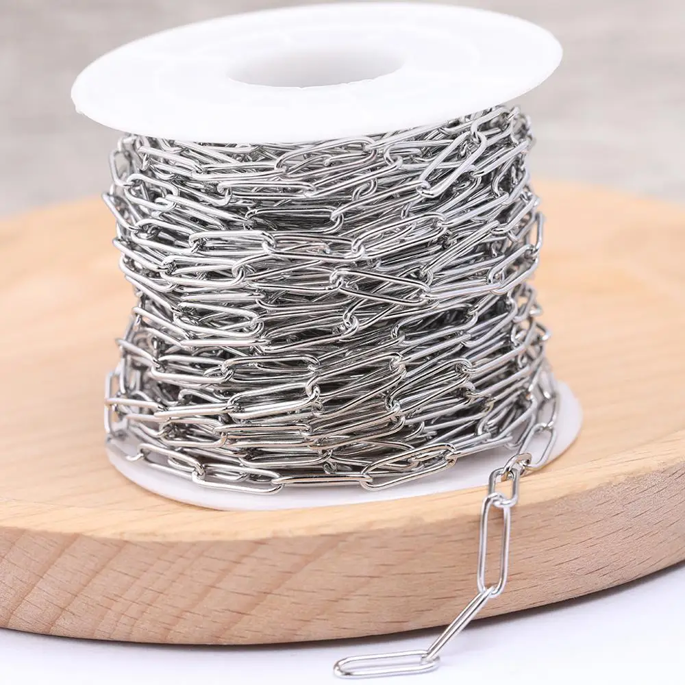 onwear 10meters/roll stainless steel necklace curb chains for jewelry making diy bracelet craft accessories 3.5x12mm