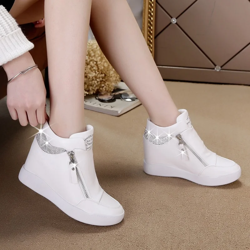 Moda nuovi stivali zeppe scarpe donna piattaforma di cristallo scarpe donna scarpe per il tempo libero Casual tacchi alti Sneakers donna