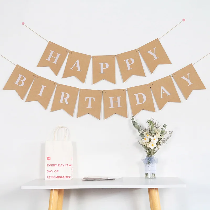 

Kraft Paper Letters Happy Birthday Decoration Pendant DIY Birthday Gift Fishtail Flag Children's Room Decoration