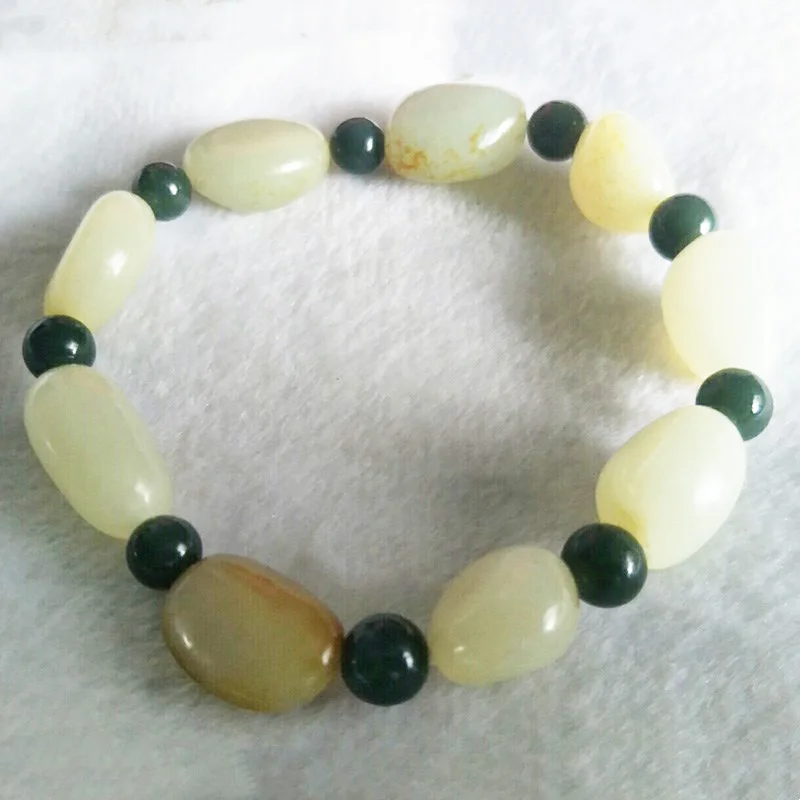 Natural Hetian Jade Random type stone Jade Bracelet Jewelry Lucky Safety Auspicious Amulet Fine Jewelry Jade Bracelet