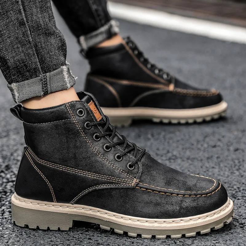 

Pop Nice Boots For Men Casual Shoes Thick Sole Nice Autumn Early Winter Shoes Mens Ankle Boots Brand Male Footwear A3936