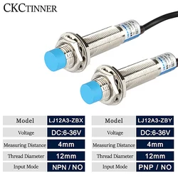 Interruptor de detección de Sensor de proximidad inductivo, LJ12A3-4-Z/BX/LJ12A3-4-Z/BY, NPN/PNP DC 6-36V, Sensor de enfoque 12mm