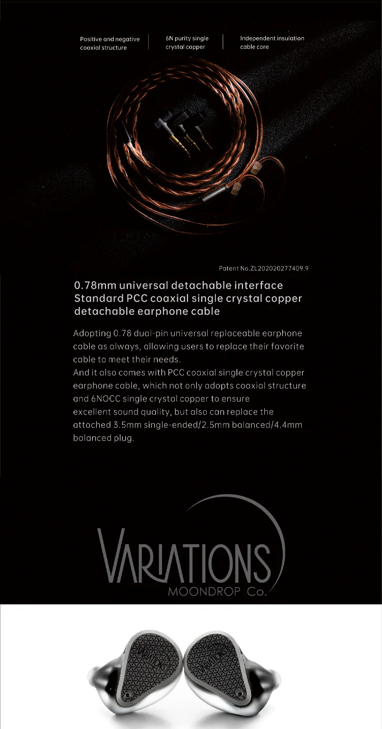 Moondrop Variationen 2est 2ba dd Kopfhörer Tribrid iem mit abnehmbarem Kabel – Detail 7