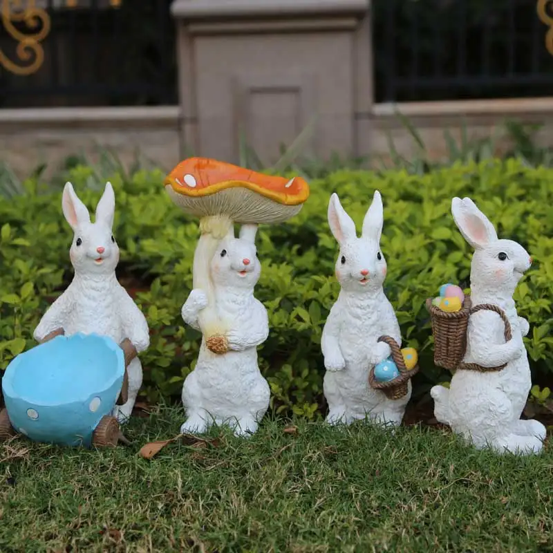 

Pastoral Outdoor Resin Animal Cute Rabbit Crafts Park Villa Statue Ornaments Courtyard Garden Sculpture Figurines Decoration Art