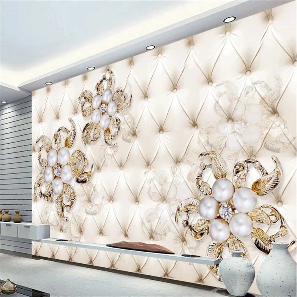 

New product diamond pearl flower wallpapers soft pack background wall modern wallpaper for living room