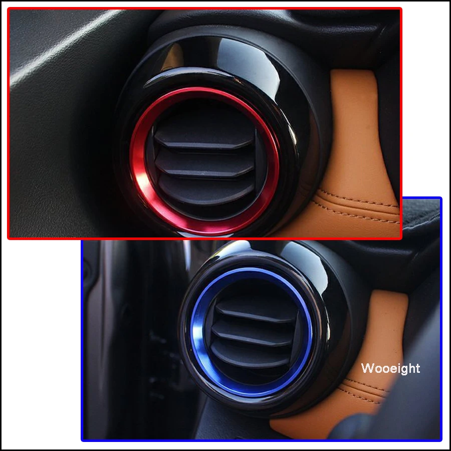 Wooeight 2Pcs Aluminum Front Air Conditioner Outlet Decoration Cover Circle Ring 3D Sticker Fit for Nissan Kicks 2016 2017 2018