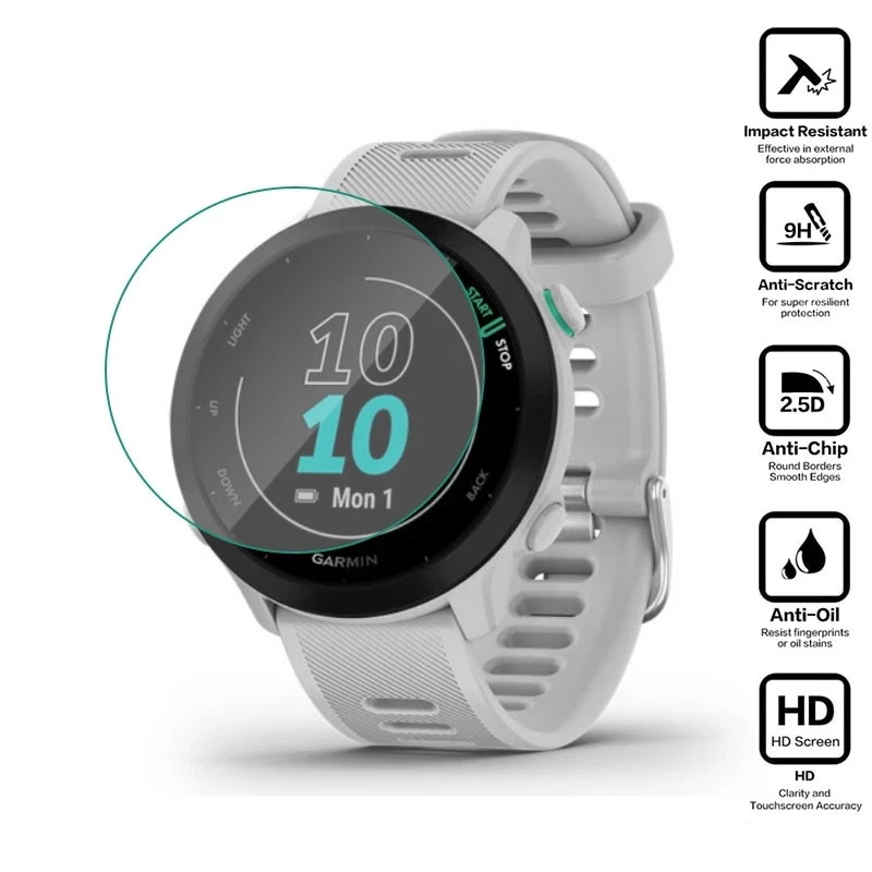 BEHUA-Película protectora de vidrio templado para reloj inteligente, Protector de pantalla completa para Garmin Forerunner 158/55, deportivo