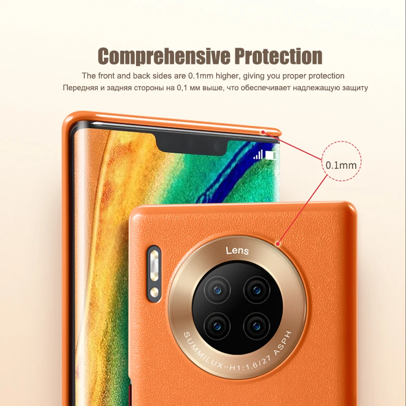 Phone Case For Huawei Mate 30 Pro Ultra Thin Protective Orange Hard PC Business Shockproof Curved Cover Funda For Huawei Mate30