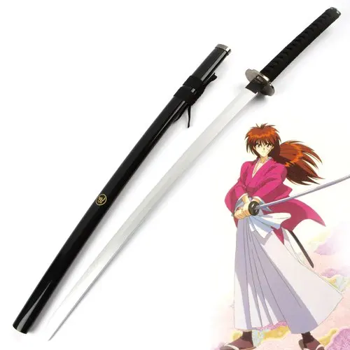 [Funny] 100cm Cosplay Anime Rurouni Kenshin Himura Kenshin weapon Japan samurai wooden Sword model Costume party Anime show gift