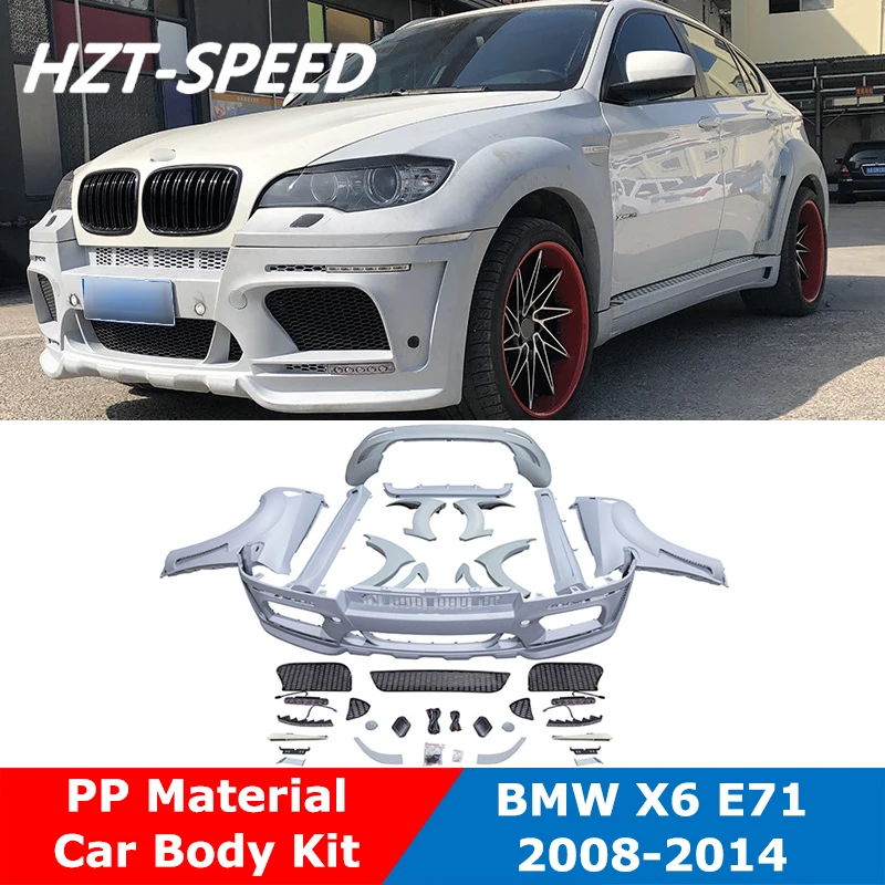 

X6 E71 HM Wide Body Type PP Unpainted Car Body Kit Front Bumper Fender Side Skirts Rear Bumper For BMW X6 E71 2008-2014