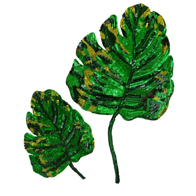 

Sequins Leaf Patch for Clothes, Large Size, Embroidery Patch, Wholesale Badges, Clothing Accessories, Sewing Supplies