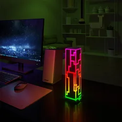 Atmosfera rgb lâmpada de mesa acrílico cuboid candeeiro de mesa acrílico luz da mesa lâmpadas para sala estar quarto decoração