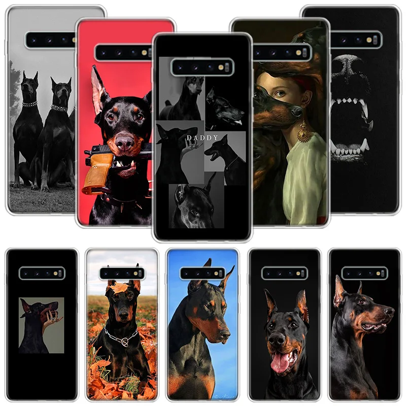 Black Dachshund Doberman Phone Case For Samsung Galaxy S24 S23 S22 S21 S20 Ultra S20 FE S10 Plus S9 S8 + Fundas Cover Coque