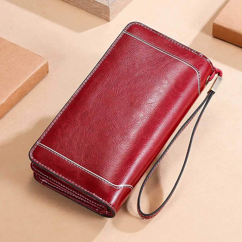 New Genuine Leather Women Wallets Rfid  Female Leather Purse Long Ladies Wallet Phone Case Woman Wallet And Purse Card Holder