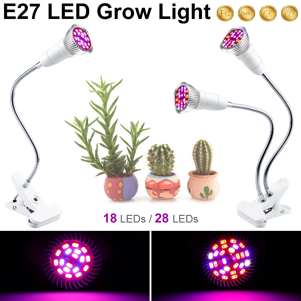 LED Light Bulbs For Plant Growth Seeds Flower Full Spectrum LED Flower Growing Lamp holder Clip For Indoor room Indoor Grow Tent