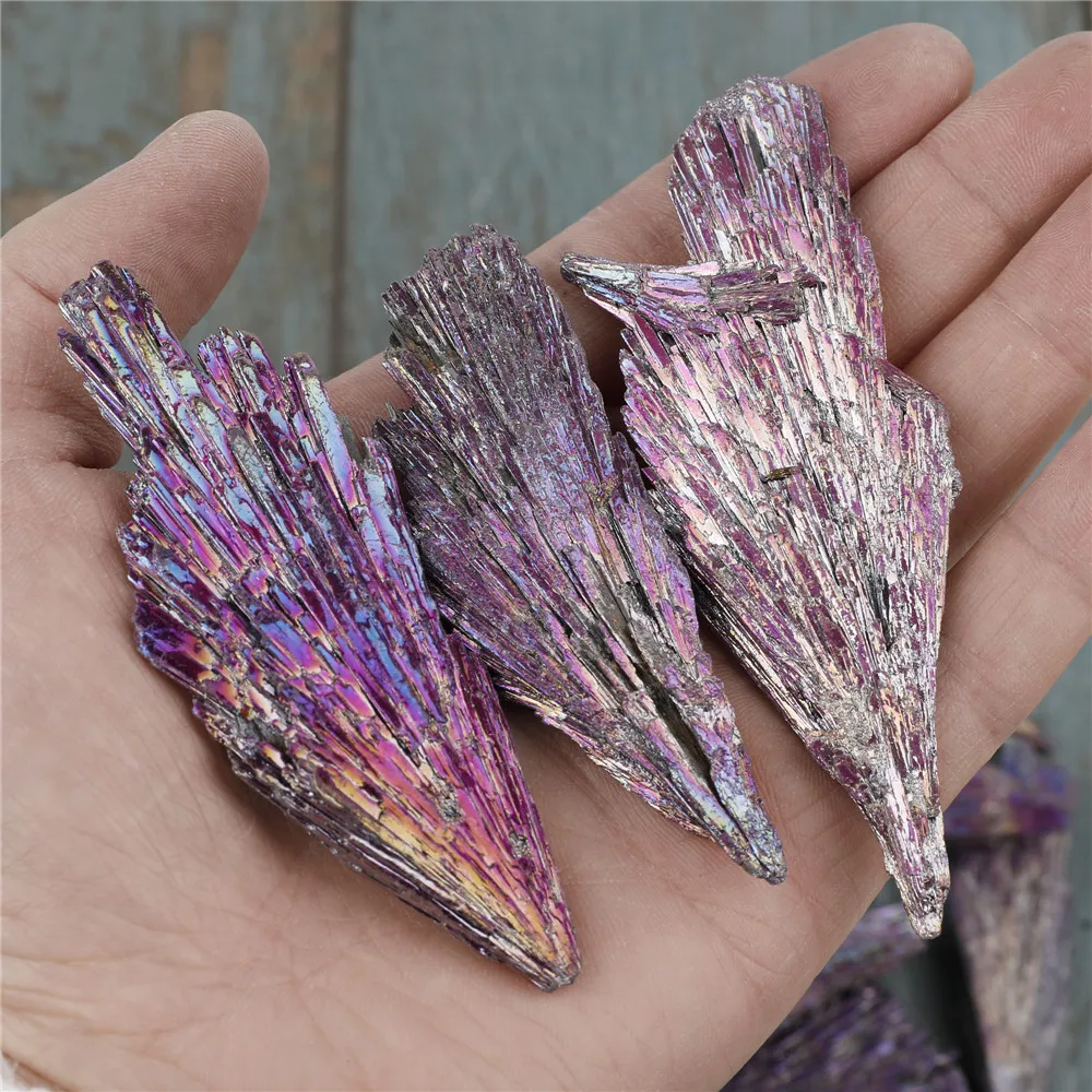 1pcs Plating Colors Black Tourmaline Raw Minerals Chakra Energy Healing Natural Stone Crystal Tail Decor