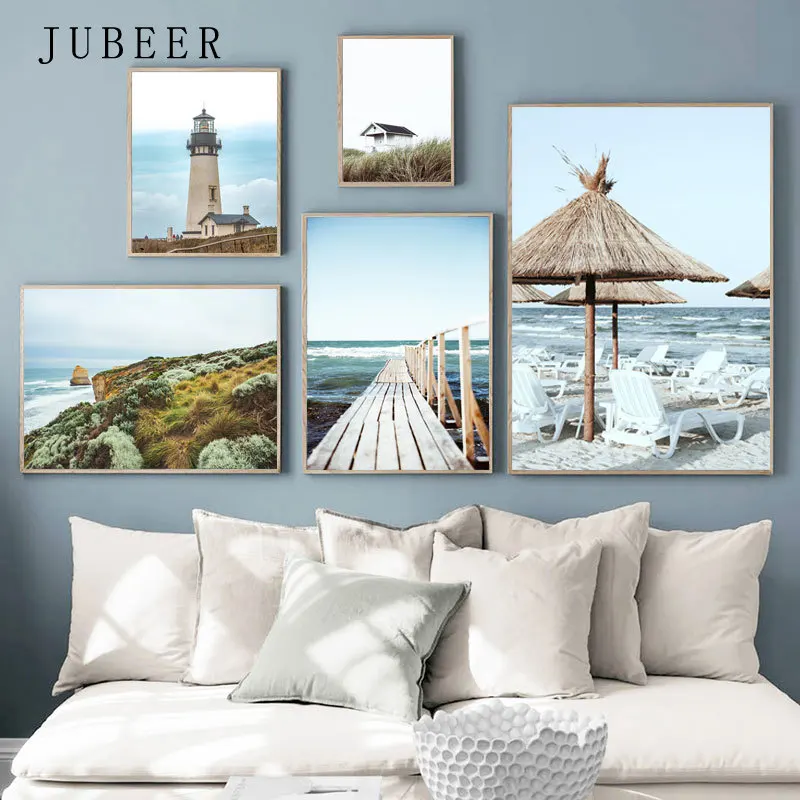 Nodic Style Posters Sea Beach Modular Pictures Seaside Paintings on The Wall Posters and Prints for Living Room Home Wall Art