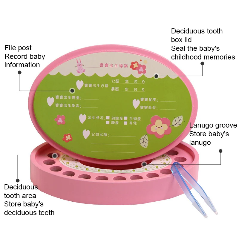 Bé Răng Hộp, Hình Bầu Dục Gỗ Trẻ Em Keepsake Người Tổ Chức Cho Răng Bé, Dễ Thương Trẻ Em Răng Bình Chứa