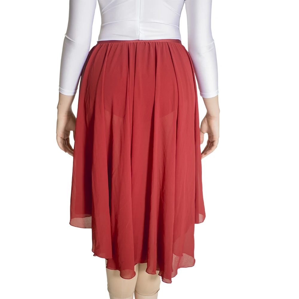 Jupe longue rouge bordeaux en mousseline de soie, tenue de danse lyrique moderne