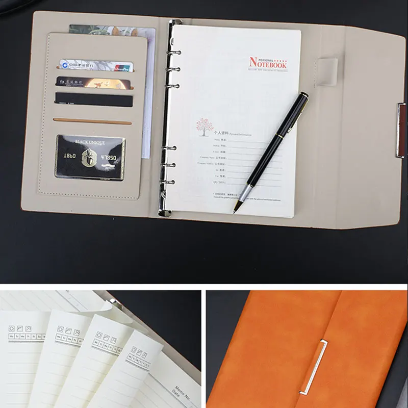 A5 Binders PU Leather Notebook Chic Design Binder Organizer Vintage Journal for Business Women Men Office Use