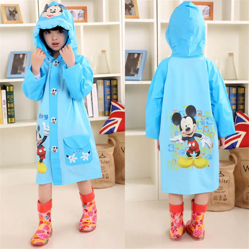 Minnie kids Raincoat outdoor Inflatable cap children Girls frozen mickey rain Rainproof Poncho Boys child riding Rainsuit