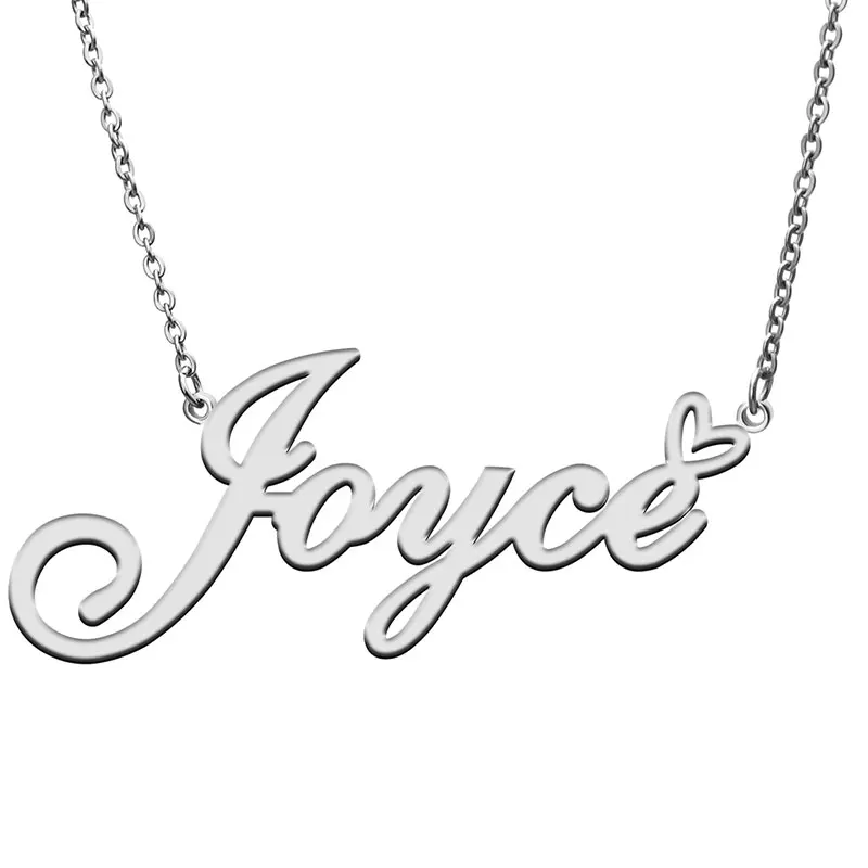 Joyce Heart Name Necklace Personalized for Women Stainless Steel Gold plated Nameplate Pendant Femme Mother Jewelry Gift