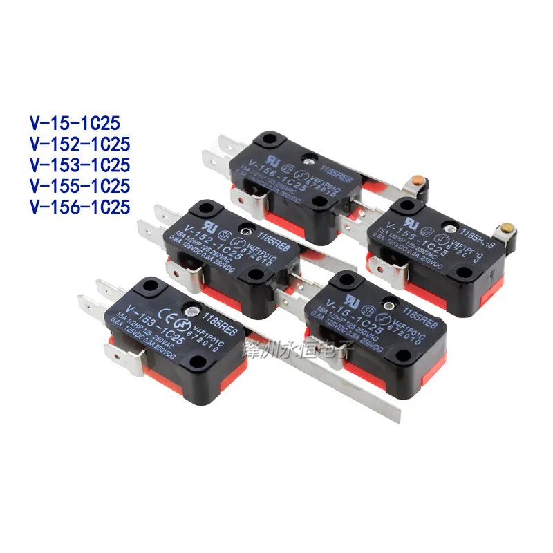 5pcs Microswitch Stroke Limit Switch V-151-1C25 V-152-1C25 V-153-1C25 V-154-1C25 V-155-1C25 V-156-1C25 Roller Long Handle Switch