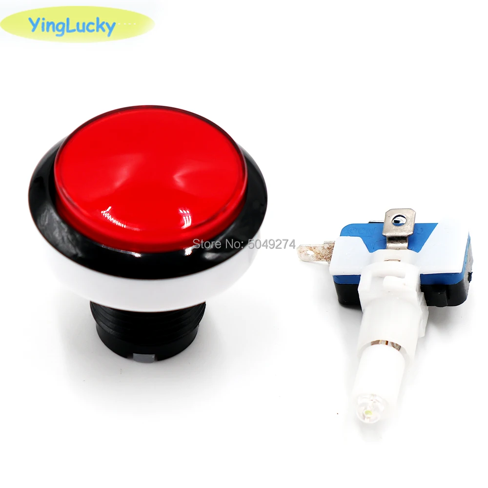 45mm Flat Shaped Parts 5V 12V Large LED light Illuminated Push Buttons Micro switch For Arcade Coin Machine Operated Games