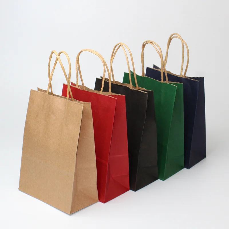 

20 pcs Eco-Friendly white black Brown Kraft Paper Bags for Shopping Grocery and Paper Shopping Bag Customizable Logo