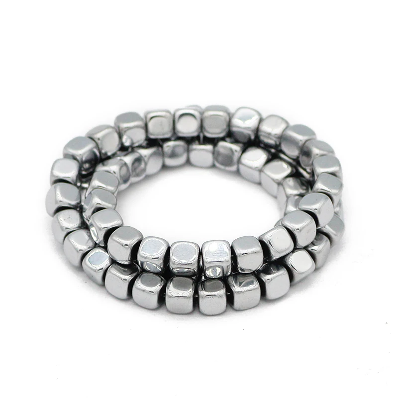 2/3/4/6MM Silver Color Square Cube Natural Stone Hematite Spacer Loose Beads For DIY Jewelry Making Bracelet Necklace Findings