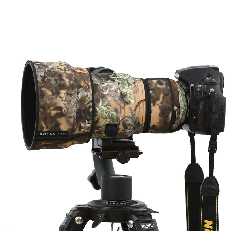 ROLANPRO Lens Camouflage Coat Rain Cover for Nikon AF-S 200mm F/2G ED VR I and II Generations Protective Sleeve Case Guns