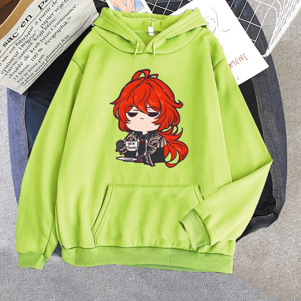 Genshin Impact Diluc Print Hoody Hot Game Cosplay Costume Hoodies Women Crewneck Sweatshirt  Korean Style Sudaderas Para Mujer