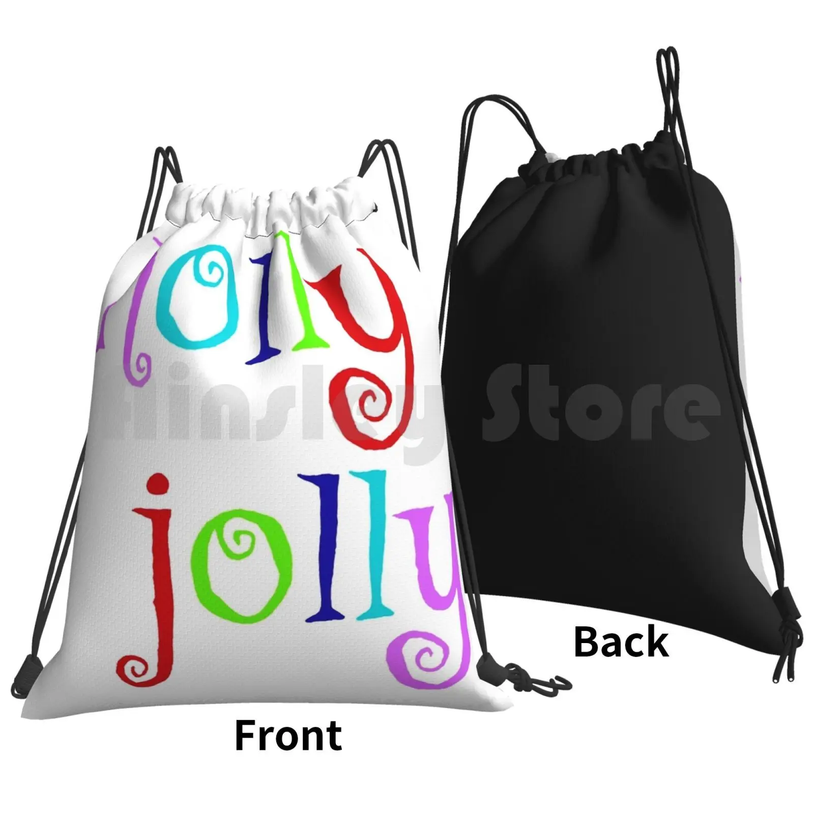 Holly Jolly Backpack Drawstring Bags Gym Bag Waterproof Holly Jolly Christmas Winter Quote Have A Holly Jolly Christmas