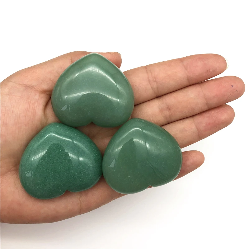 40-50g Natural Green Aventurine Heart Shape Chakra Stones Carved Reiki Healing Decoration Natural Quartz Crystals