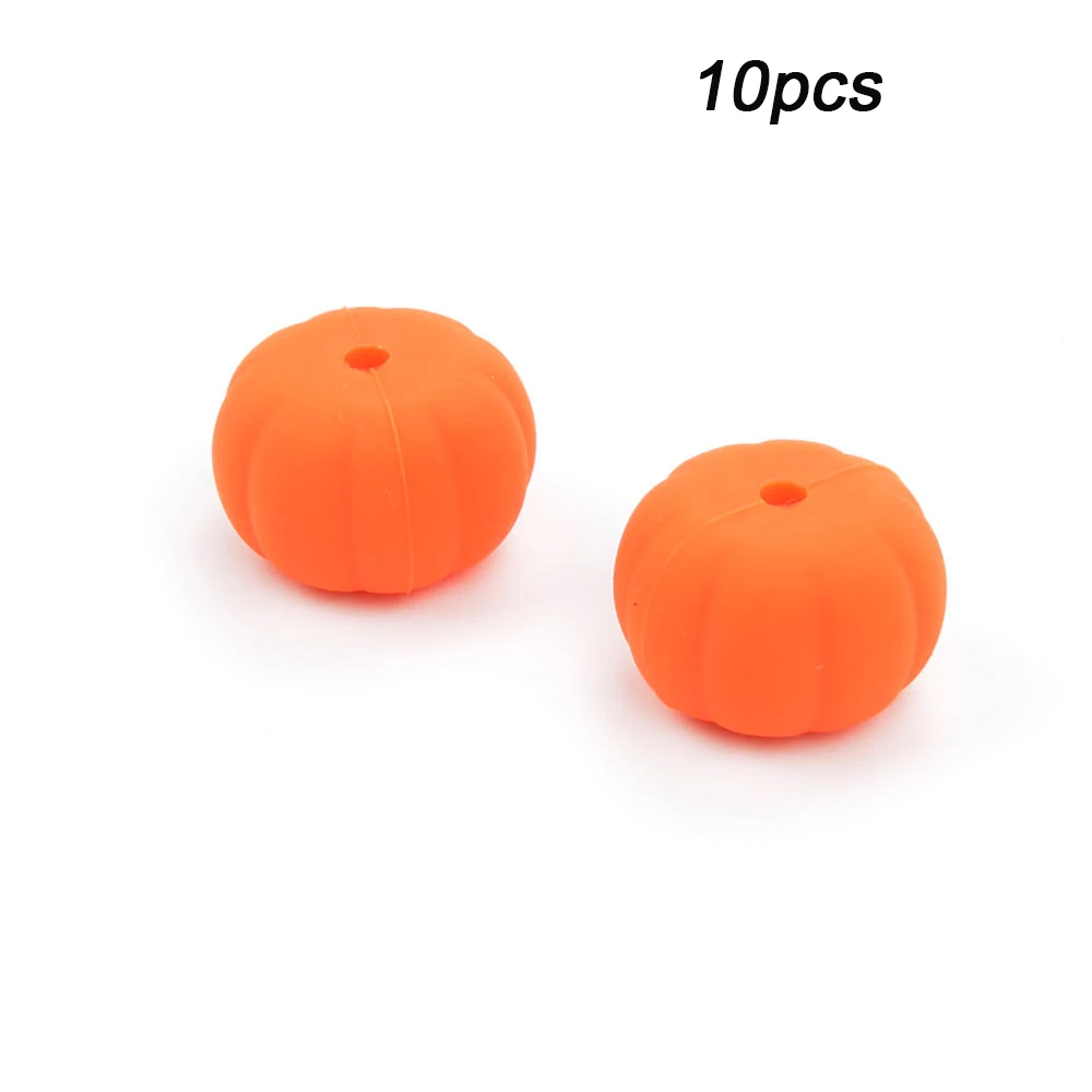 LOFCA 50pcs Pumpkin Silicone Beads BPA Free Food Grade Silicone Teether Baby Teething Necklace Pacifier Chain DIY For Baby Toys