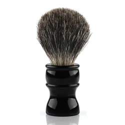 Brocha de afeitar de pelo de tejón tradicional para hombres, mango de resina negra, cepillo de barba de barbero con caja, afeitado húmedo, 22mm