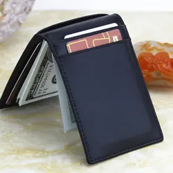 RFID Men's Leather Slim Bifold Money Clip Wallet Front Pocket Credit Card Holder