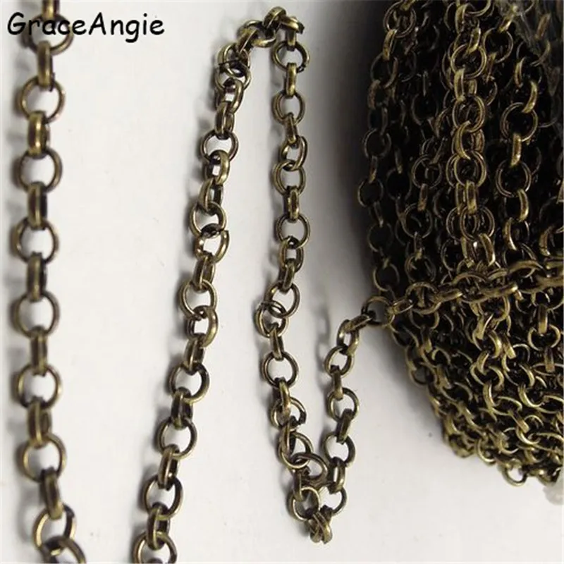 1Meter Bohemia Antique Bronze Silver Color Chain For Bracelet Handmade Jewelry Chains Necklace Chain Necklaces Women Vintage DIY