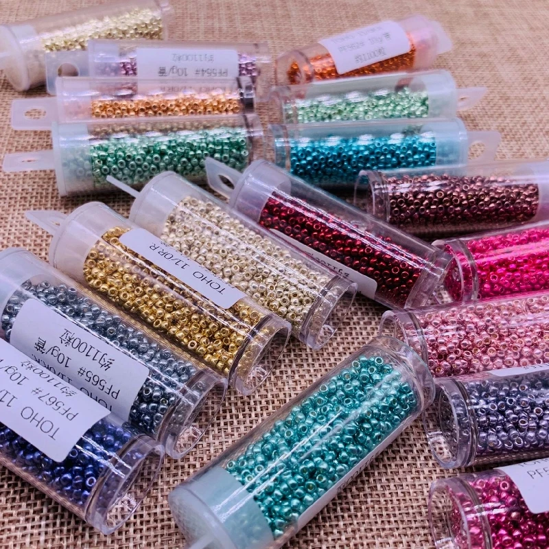 800Pcs/Box 2mm 11/0 Toho Round Beads Japanese Glass Seed Bead Galvanized Gold Permafinish Indigenous Art Beaded Jewelry Making