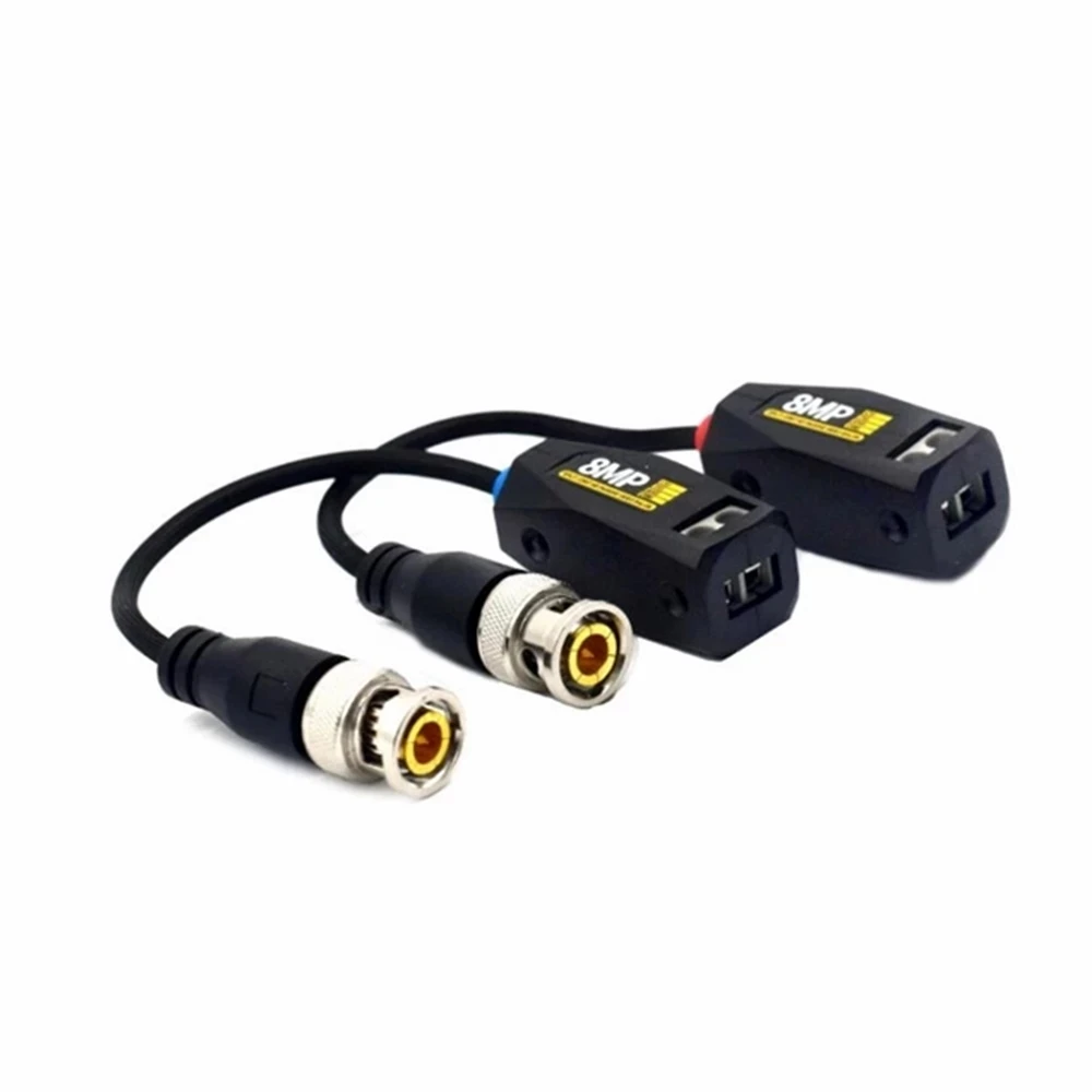 Transceptor de tornillo coaxial empalmado para cámara analógica 4K AHD CVI TVI, 8MP HD BNC Video Balun CCTV par trenzado pasivo