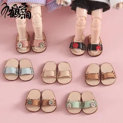 New Casual Handmade Cowhide Doll Shoes Accessories: Small Slippers Small Sandals Leather Shoes, Lovely Ob11 Shoes, Leather 1/12