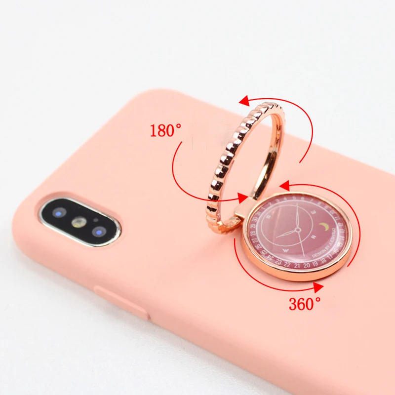Soporte de anillo para teléfono móvil con patrón de reloj de Metal, soporte magnético para coche, tableta, Stent, patrón de reloj, soporte de teléfono para iphone XS