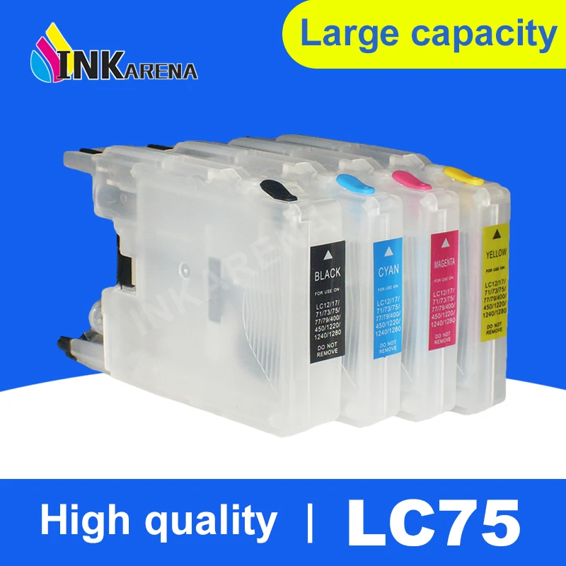 INKARENA LC 12 40 71 73 75 400 1220 1240 XL Refillable Dye Ink Cartridge For Brother DCP J725DW J925DW J940N-B J940N-W Printers